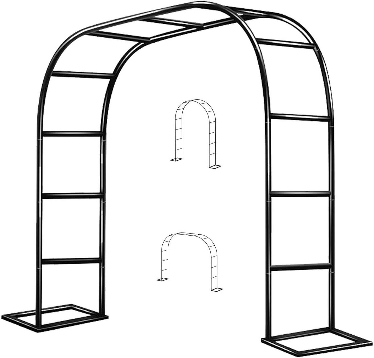 Stevige Rozenboog - Tuinboog Pergola - Klimplanten Ondersteunen - Weerbestendig Staal - 180 x 220 cm - Zwart