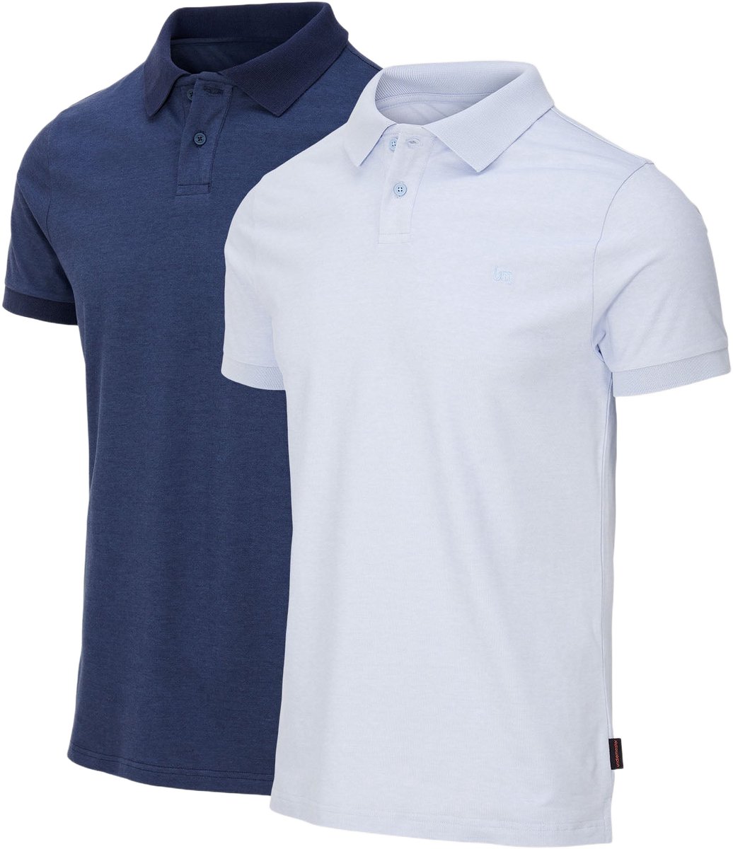 Undiemeister Polo Shirt Heren - Donkerblauw & Lichtblauw - T-shirt - Hypoallergeen en antibacterieel - Anti-kreuk - Extra zacht - 2-Pack - Maat XXXL