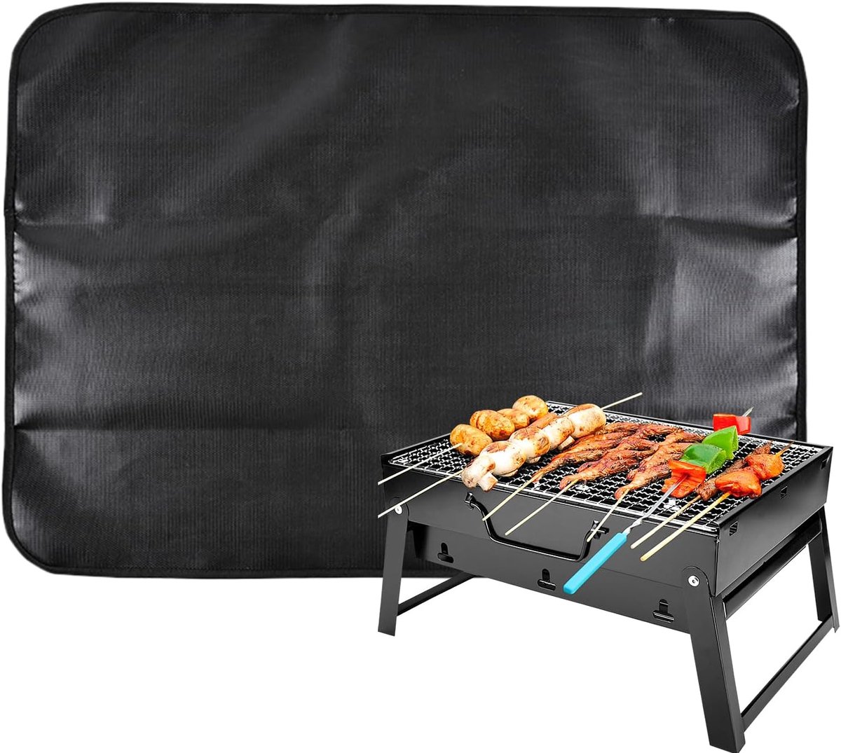 Beschermmat Open Haard - Vuurvaste Mat - Terras Beschermen - Dubbelzijdig Vuurvast - 91 x 122 cm - Zwart