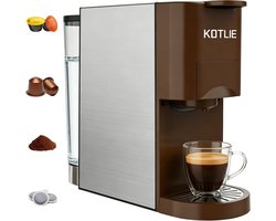 Espresso Koffiezetter - 4-in-1 Machine - Luxe Koffie Maken - 19 Bar Druk - 0.79 Liter - Bruin