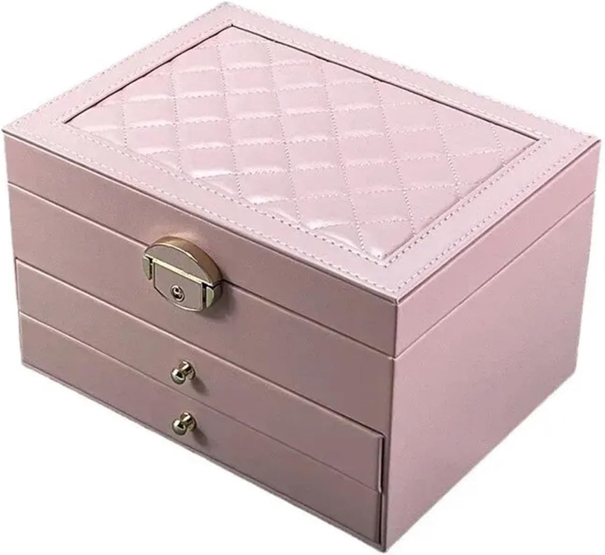 Sieradendoos - Juwelendoosje Opberger - Sieraden Organiseren - Meerlaagse Lade-type - Grote Capaciteit - Roze