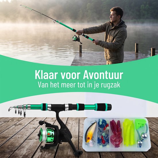 carmdering - Hengelset - Visset -Vishengelset - Groen - met Molen - Vishengel - Werphengel - Vishengels - Vishengel Telescoop- reisvissets - groen van carmdering — afbeelding 5