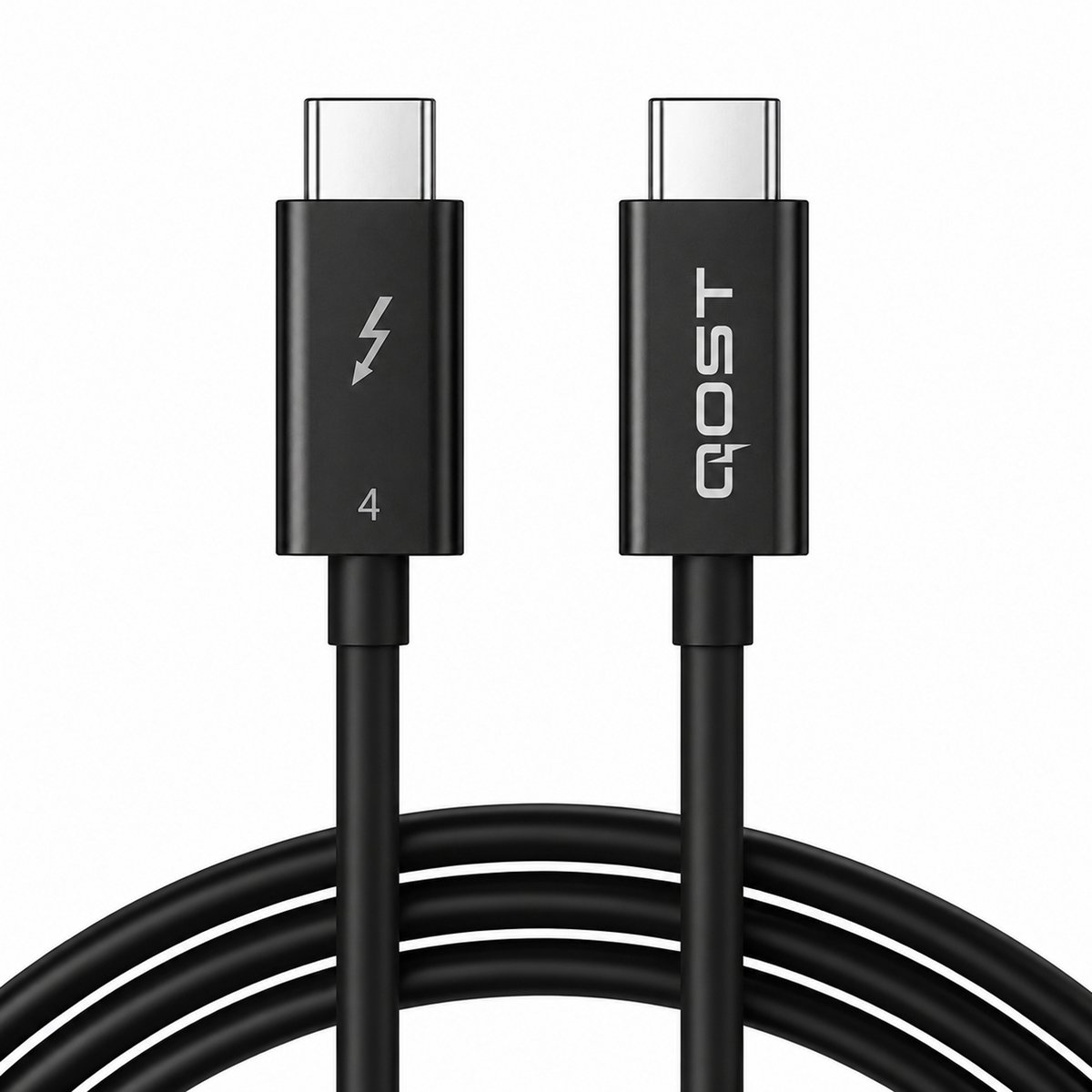 Qost - Thunderbolt 4 Kabel - USB-C Kabel - 40Gbps - 240W - 8K / 60Hz - USB 4.0 - 1 Meter - Zwart