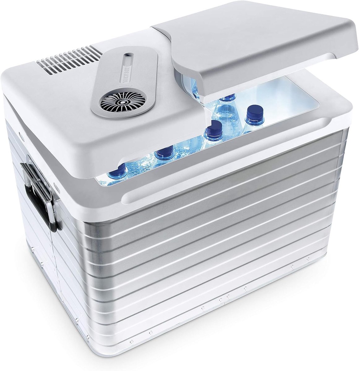 Draagbare Elektrische Koelbox - Aluminium - Capaciteit van 39 Liter - Koeling tot 20 °C Onder Omgevingstemperatuur - Voor Auto, Camper en Boot
