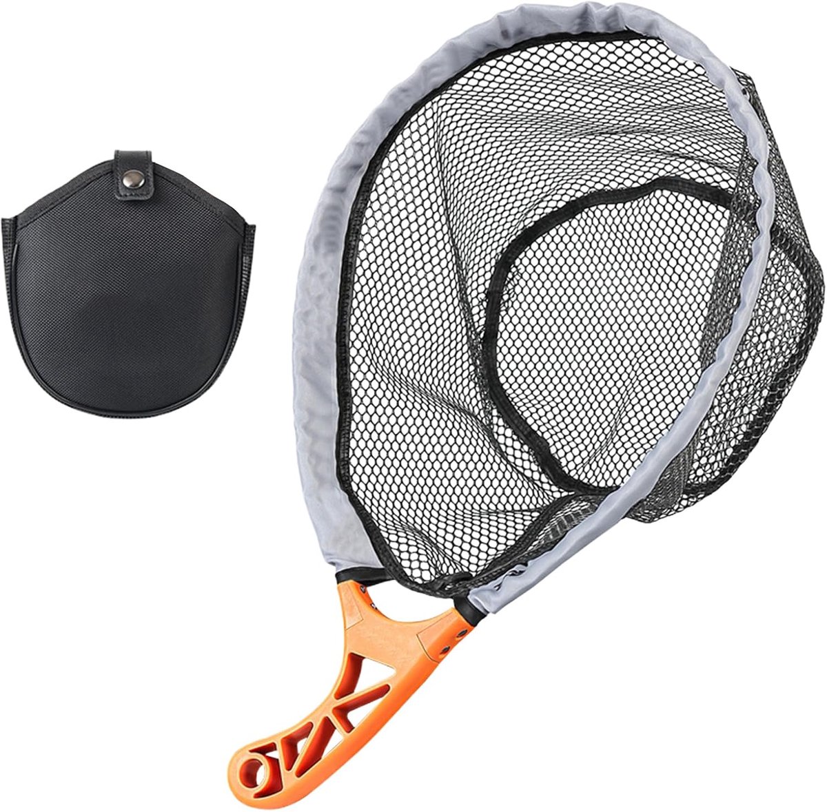 Opvouwbaar Visnet - Gaasdoek Net - Vissen en Loslaten - Rubberen Coating - 46x34x18cm - Oranje