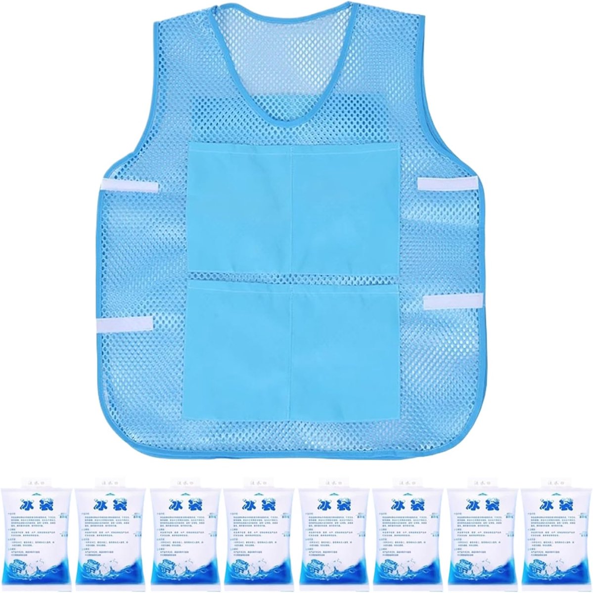 Koelvest - Persoonlijke Koeler - Hitte Bestrijden - Met 8 IJsblokjes - 56x67cm - Blauw