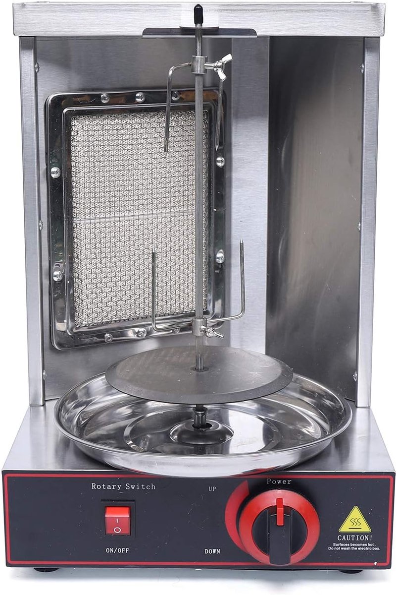 Verticale Grill - Gyros Grill - Vlees Bereiden - Roestvrij Staal - 30x30x50 cm - Zilver