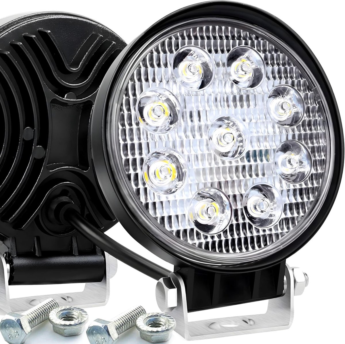 SnelShoppen - LED-Werklamp 12-24V 27W Schijnwerper voor Auto, Trekker, Graafmachine, SUV, UTV, ATV - 2200 lm Omgevingsverlichting IP68 Waterdicht Zwar
