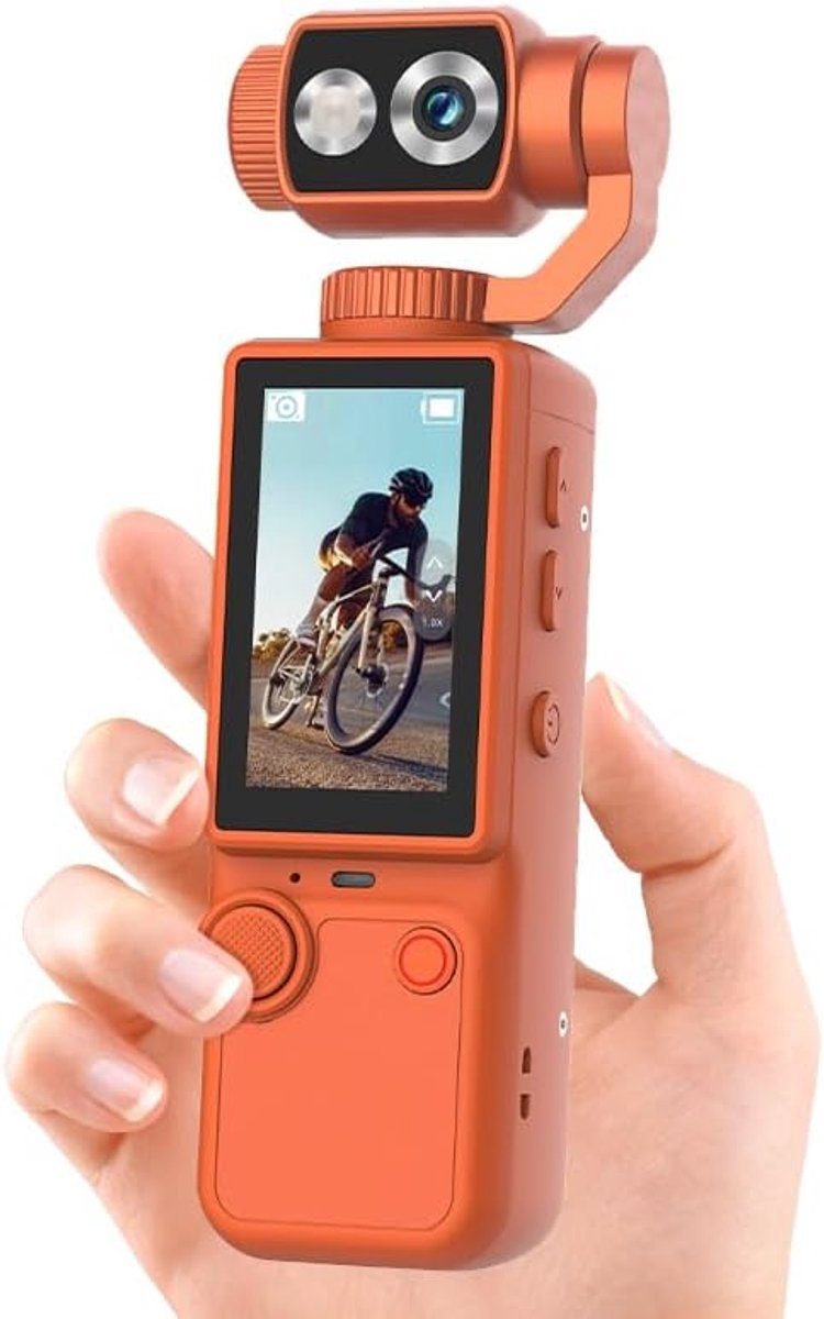 Thijox - Q8 Draagbare Vlogcamera 4K met 180° Draaibaar Objectief, Autofocus, 2.0" IPS-Scherm, 2000mAh Batterij, Inclusief 32GB Kaart, Statief & Draagk