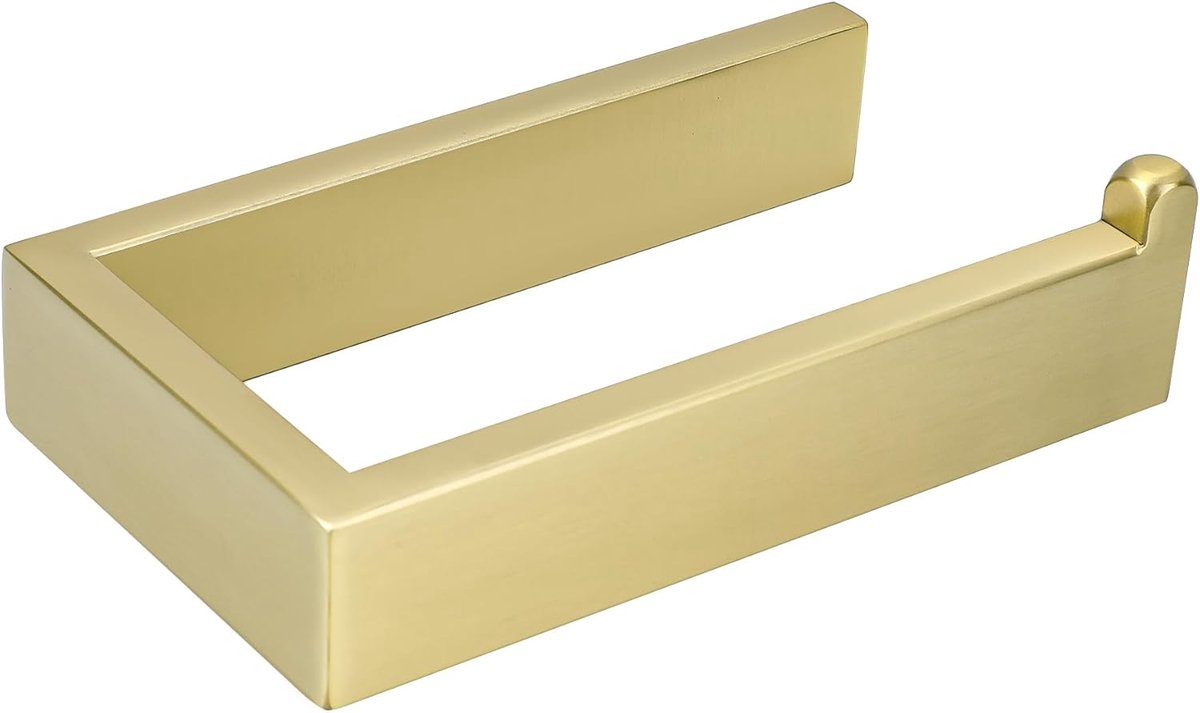 SnelShoppen - Toiletrolhouder Wandmontage Geborsteld Goud - Roestvrij Staal SUS304 - Modern Vierkant Ontwerp - Badkamer Keuken Accessoire - Duurzaam e