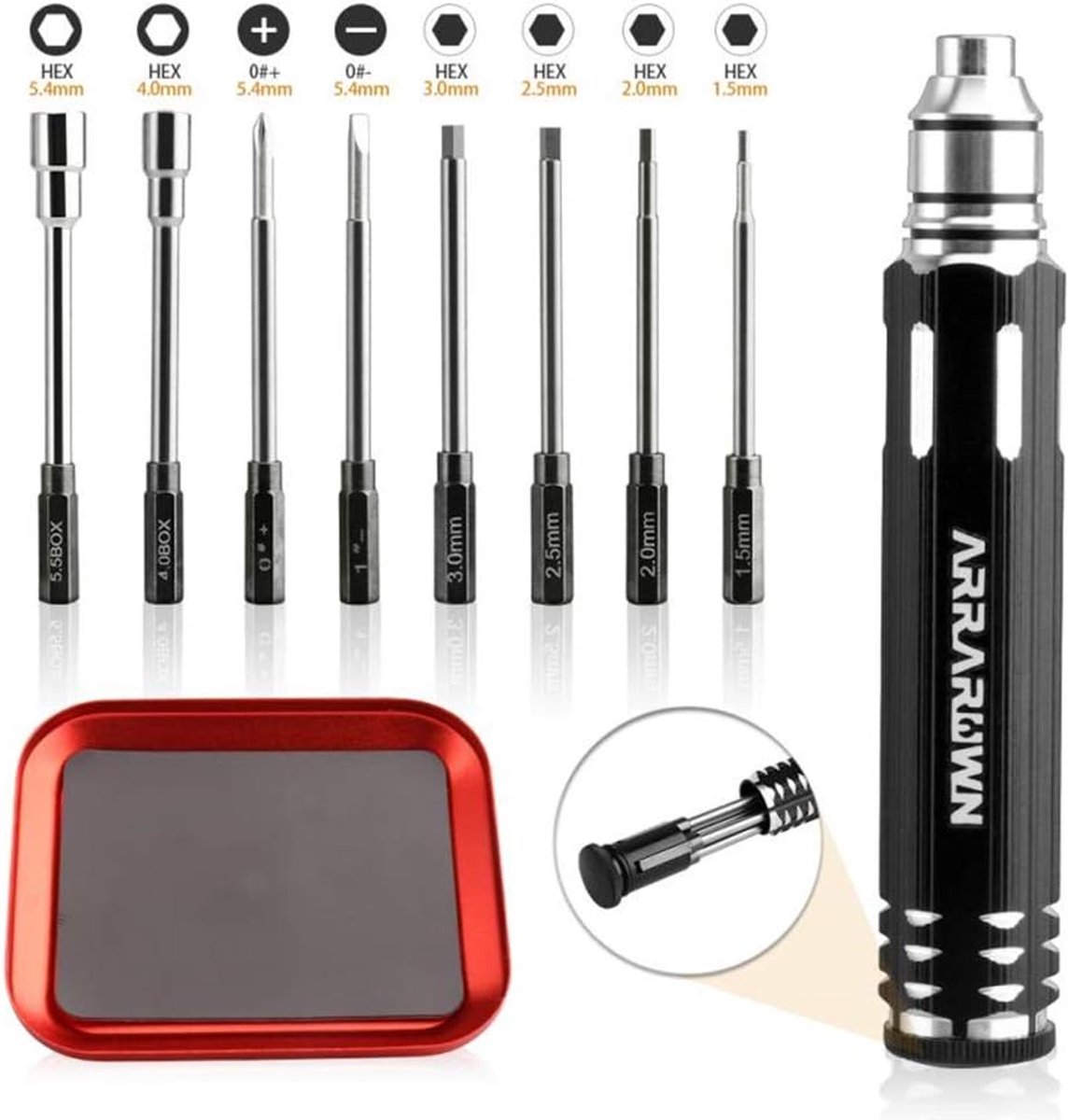 SnelShoppen - 10-in-1 RC Schroevendraaier Set met Hex 1.5/2.0/2.5/3.0/4.0/5.5mm Slot/Phillips Schroevendraaier - Gereedschap Set voor RC Auto, Vliegtu