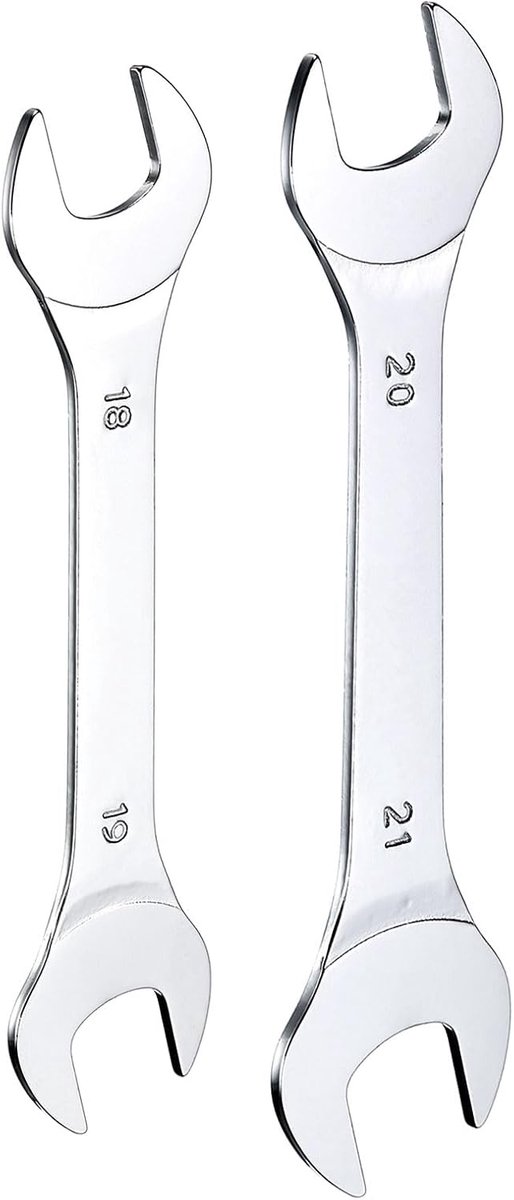 SnelShoppen - 2pcs Dubbele Steeksleutel Set 18x19mm en 20x21mm, Metalen Sleutels, Super Dun, Open Ring Sleutel voor Reparatie, Mirror Shine Afwerking