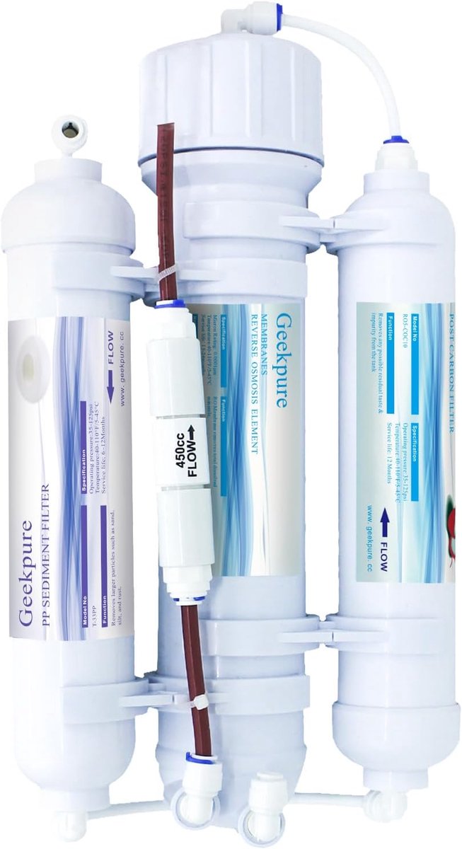 SnelShoppen - 3 Fase Draagbaar Aquarium Drinkwaterfiltersysteem Omgekeerde Osmose RO 100 GPD - Ultrahelder Water voor Aquaria en Laboratoria