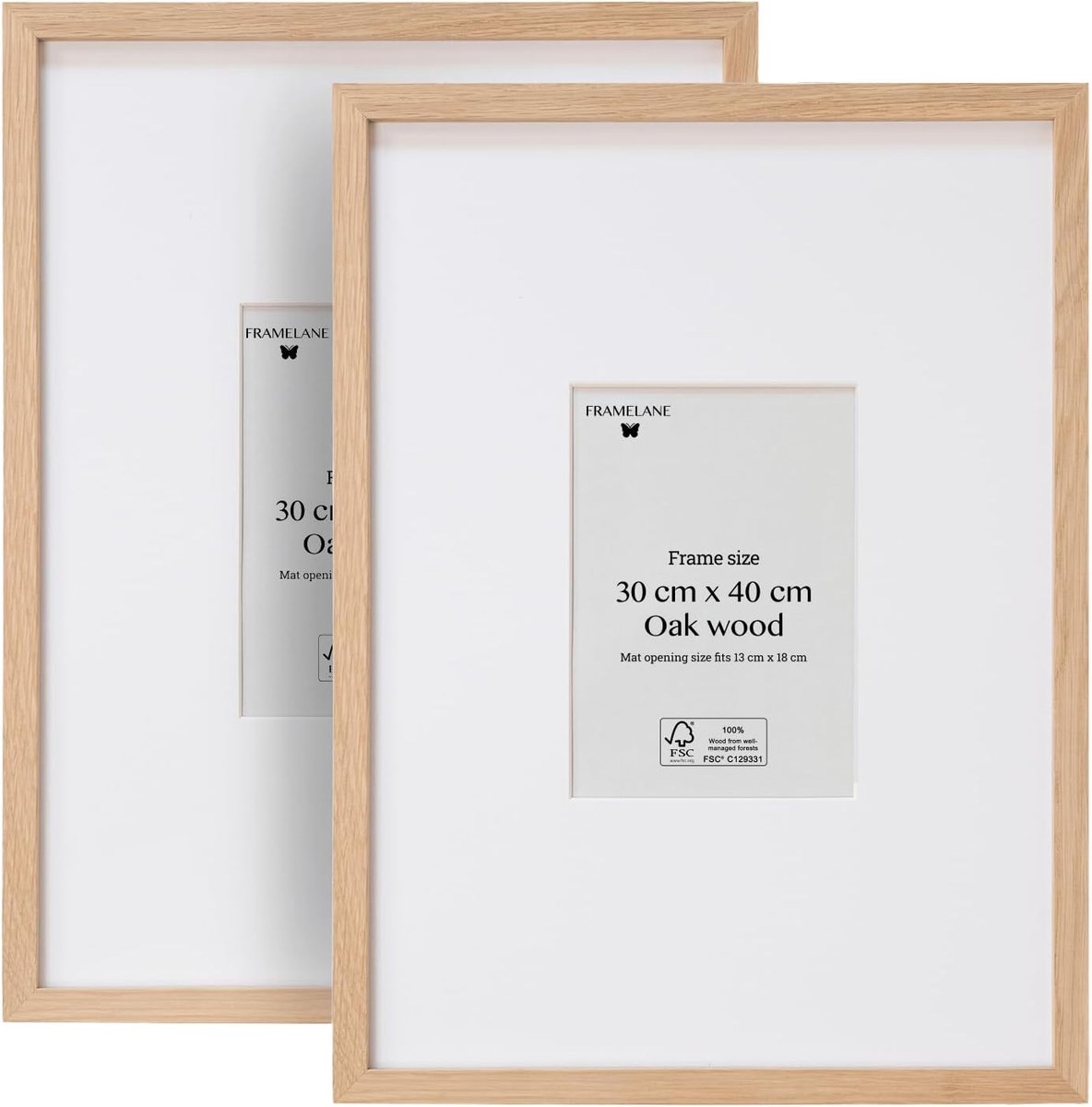 SnelShoppen - Set van 2 Houten Fotolijsten 30 x 40 cm - Natuurlijke Acrylglas - Krasbestendig en Onbreekbaar - FSC Gecertificeerd Eikenhout