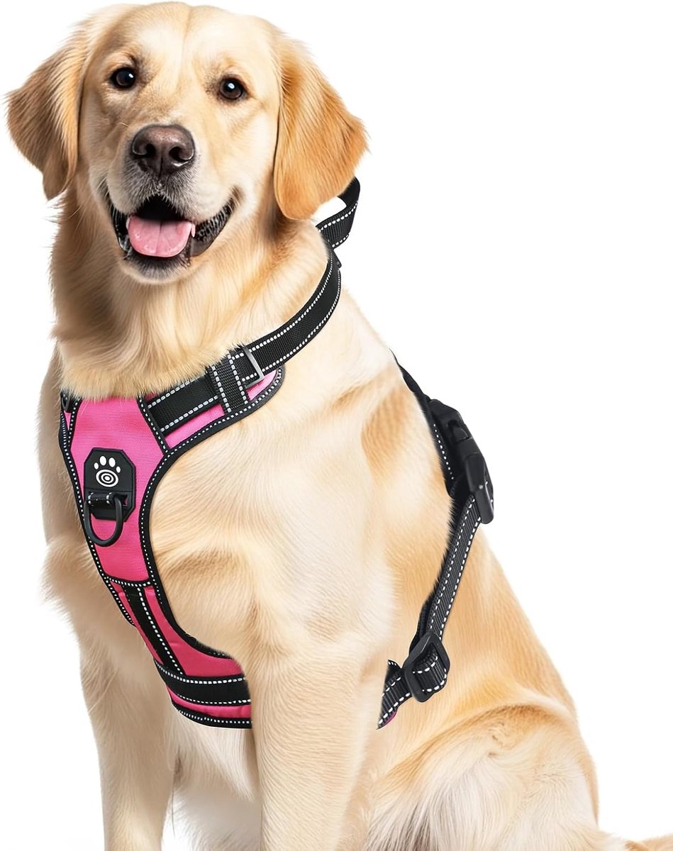SnelShoppen - Hondentuigje Grote Honden, Reflecterend Anti-Trek Harnas, Verstelbaar en Zacht Gevoerd, Ademend, Met 2 Riemclips, Voor Veilig Wandelen e
