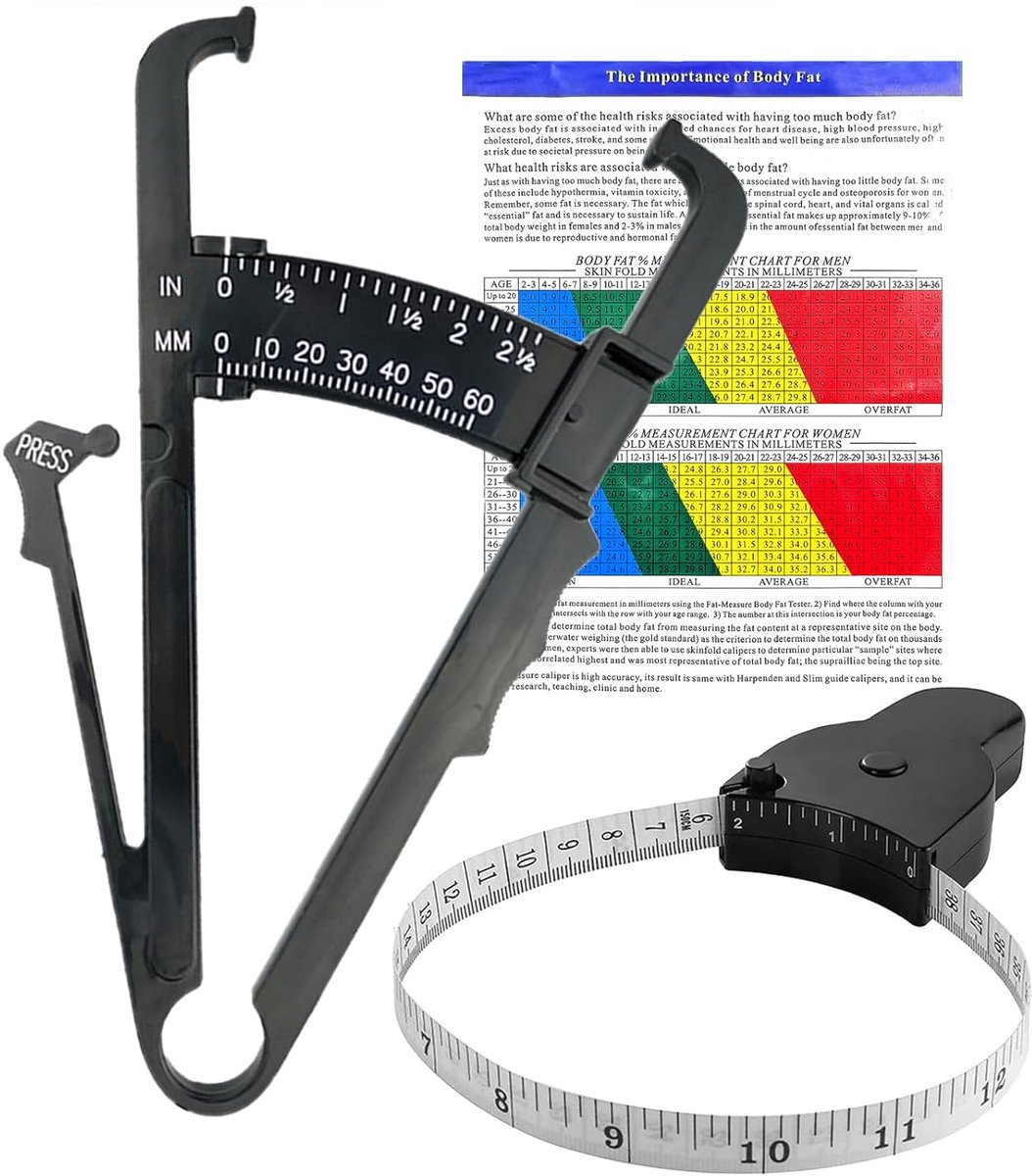 SnelShoppen - 2pcs Meetlint en Lichaamsvet Tangen Set, 60" Retractable Tape Measure Dubbelzijdig voor Lichaamsmetingen, Gewichtsverlies voor Vrouwen e
