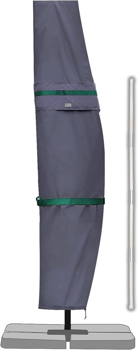 SnelShoppen - Beschermhoes Parasol met Stang en Ventilatiegaten voor Tuin, Balkon, 260 cm, 100% Polyester, Waterdicht, Donkergrijs
