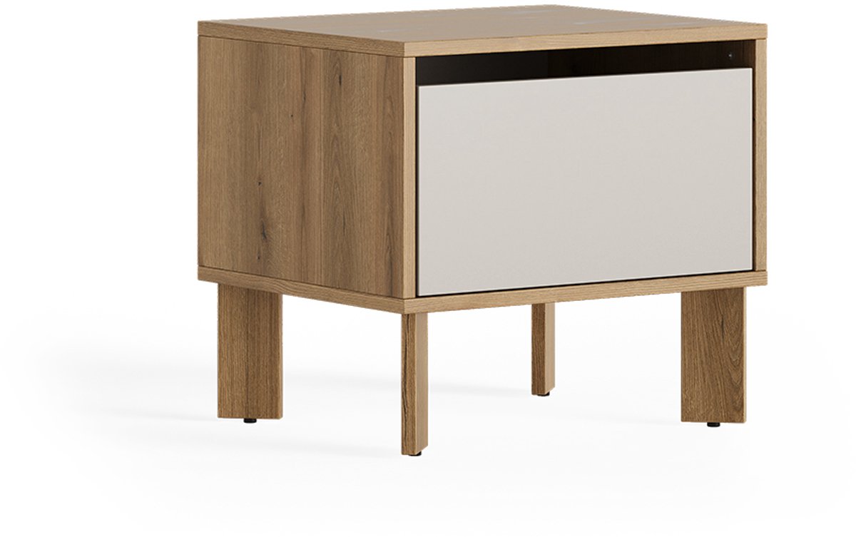 Vicco Nachtkastje Monti, Eikenhout Evoke/Kasjmier, 48.2 x 44 cm met lade