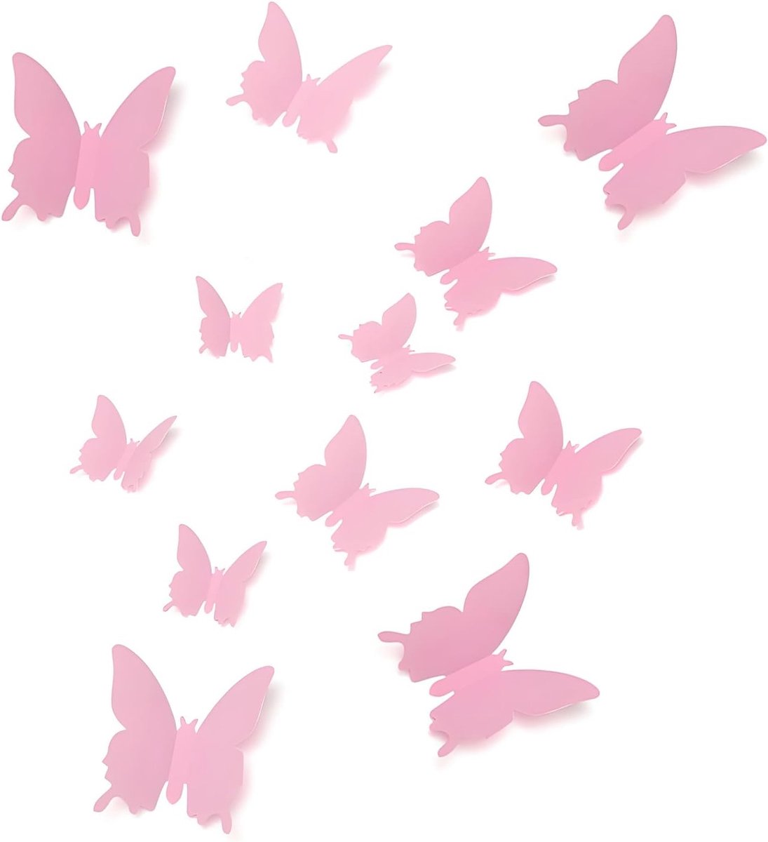 SnelShoppen - Set van 24 Roze Vlinder Muurstickers voor Kinderkamer, Herbruikbare Wanddecoratie voor Meisjes, Schattige Decoratie voor Baby- en Kinder