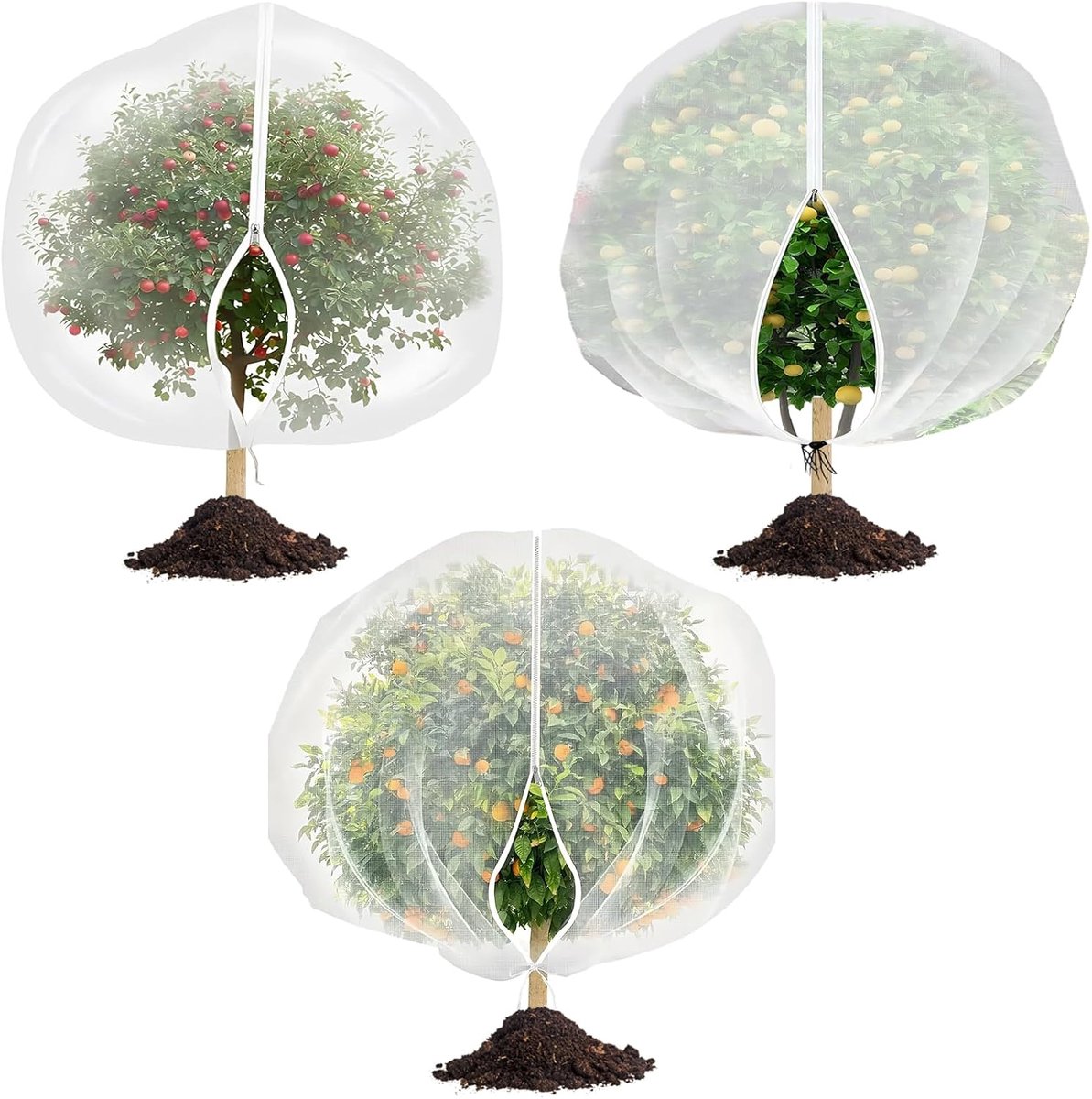SnelShoppen - Vliegengaas voor Fruitbomen 1x1,2m - Insectenwerend Net met Ritssluiting en Trekkoord - Herbruikbaar voor Planten en Groenten - Wit - Se