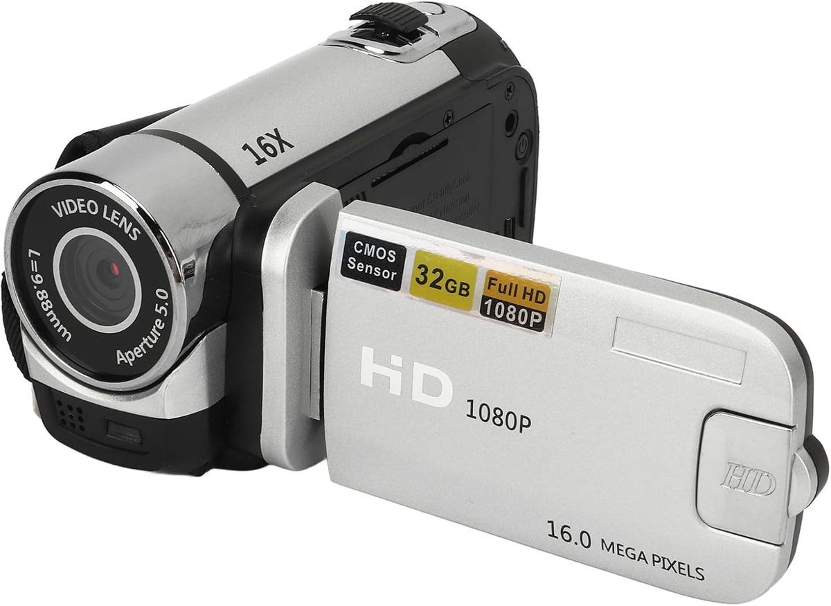 SnelShoppen - Video Camera Camcorder 1080P 16MP met 16X Zoom en 2.4 Inch Rotatable Screen - Draagbare HD Videorecorder met Vullicht voor Beginners en