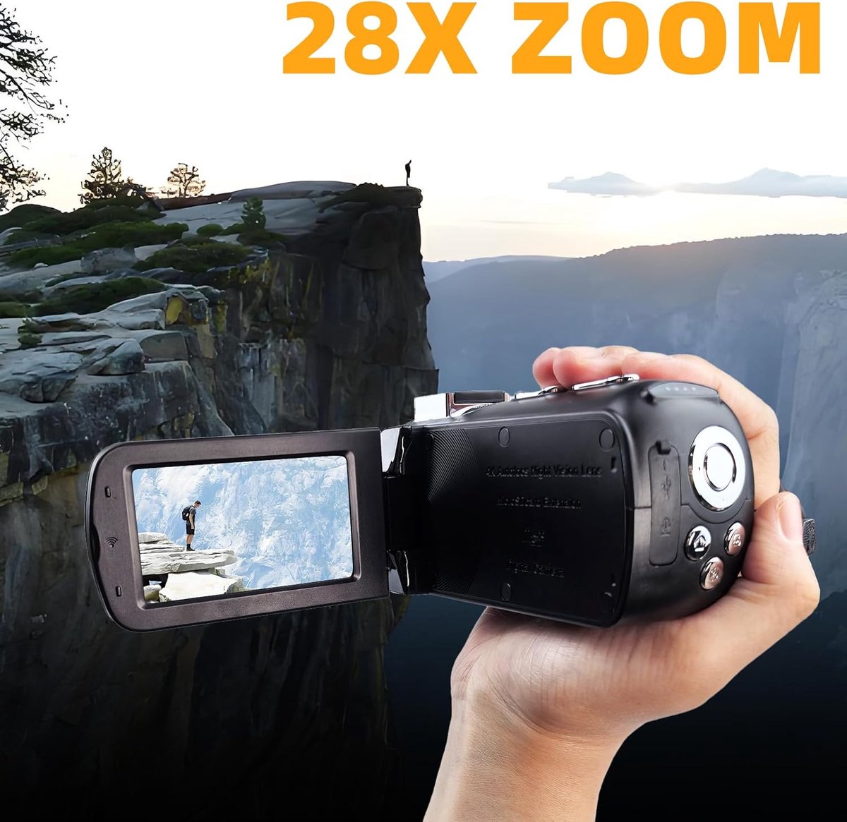 SnelShoppen - Video Camera 4K 30 fps 64 MP Camcorder met WiFi, 28x Digitale Zoom, IR Nachtzicht, 270 Graden Rotatie, Vlogging Camera voor YouTube thumbnail 3