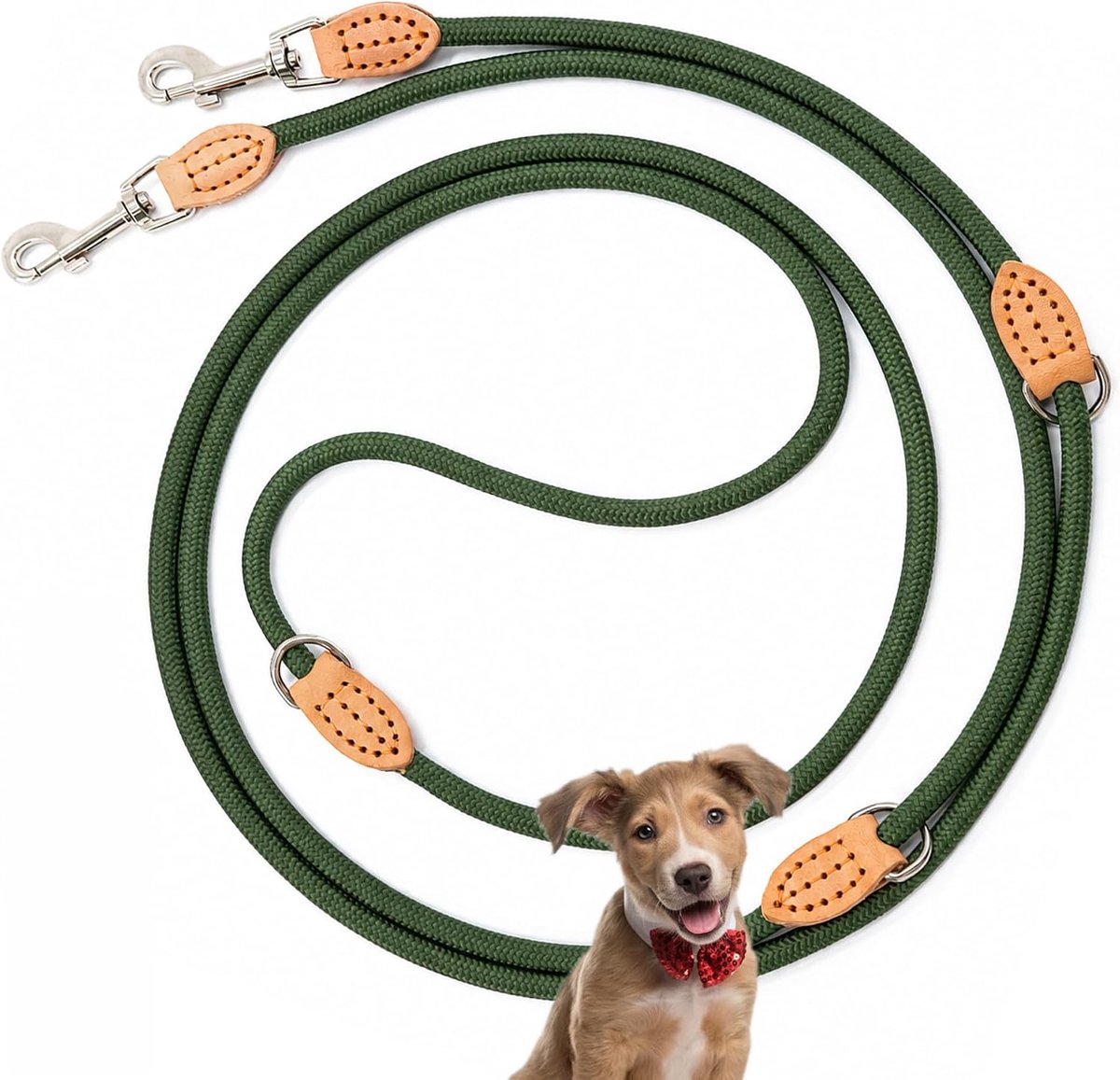 SnelShoppen - Verstelbare multifunctionele hondenriem 2m 3m nylon leer, robuuste leiband schouderlijn heuplijn voor kleine middelgrote grote honden ol