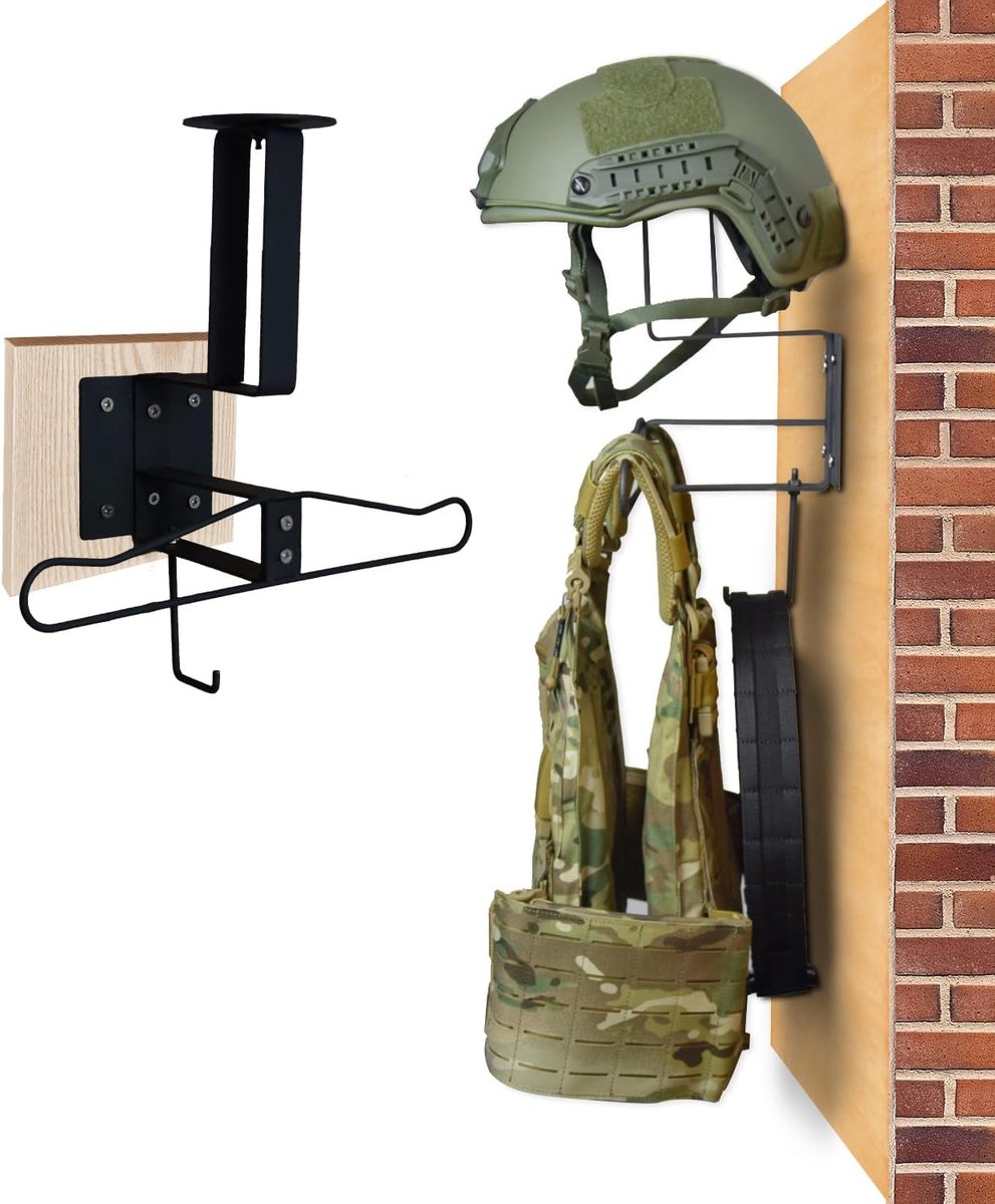 SnelShoppen - Tactical Accessory Presentation Stand, Multifunctionele Wandhouder voor Motor, Fiets en Sportuitrusting, Staal met Zwarte Poedercoating,