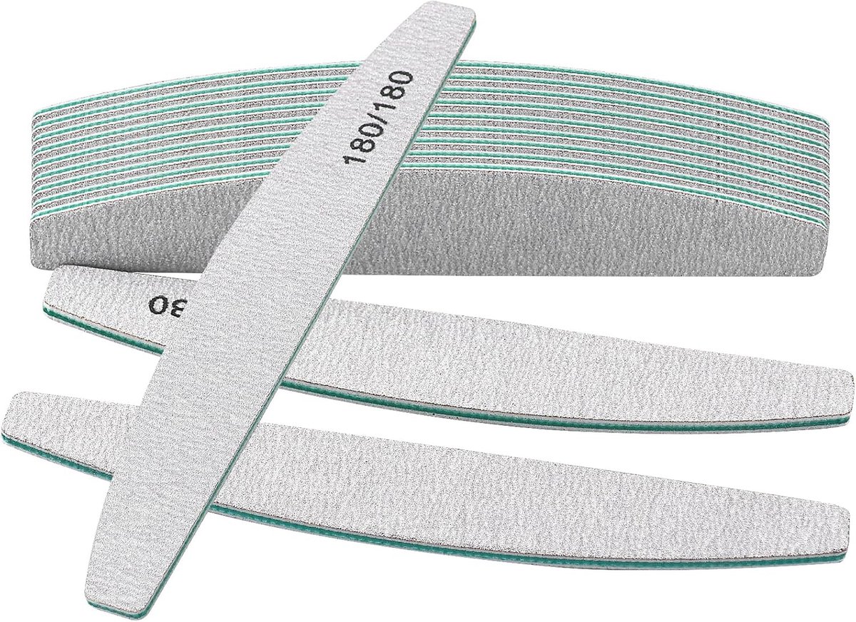 Thijox - 12 Stuks Dubbelzijdige Nagelvijlen, Wasbare en Herbruikbare 180/180 Korrel, Perfect voor Professionele Salons en Thuisgebruik