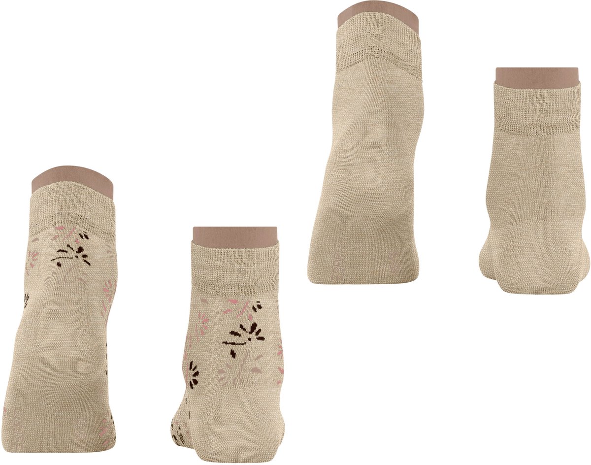 Esprit Soft Blooms 2 Pack gedessineerd katoen multipack sokken dames beige - maat 35-38
