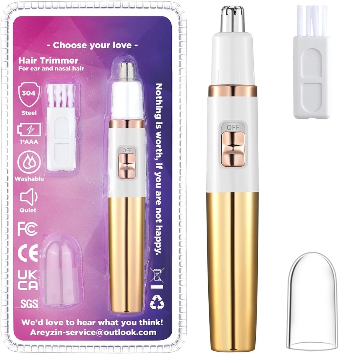 SnelShoppen - Draadloze Vrouwen Neushaartrimmer - Pijnloze Oor Neushaartrimmer voor Vrouwen - Professionele Waterproof Roze Goud - Ideaal voor Hoofdha