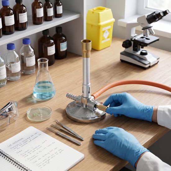 Lichtgewicht draagbare gasbrander voor laboratoriumverwarming met vlamstabilisator — afbeelding 5