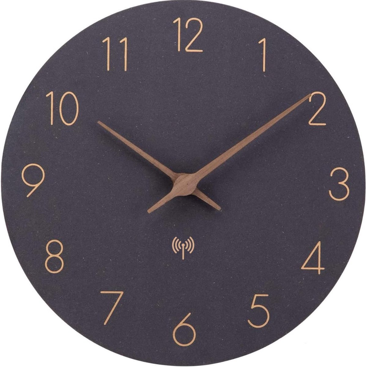 SnelShoppen - ACCSHINE 25cm Radiogestuurde Wandklok, Geruisloos, MDF Hout, Batterij, Grote Wandklok voor Thuis, Keuken en Kamer