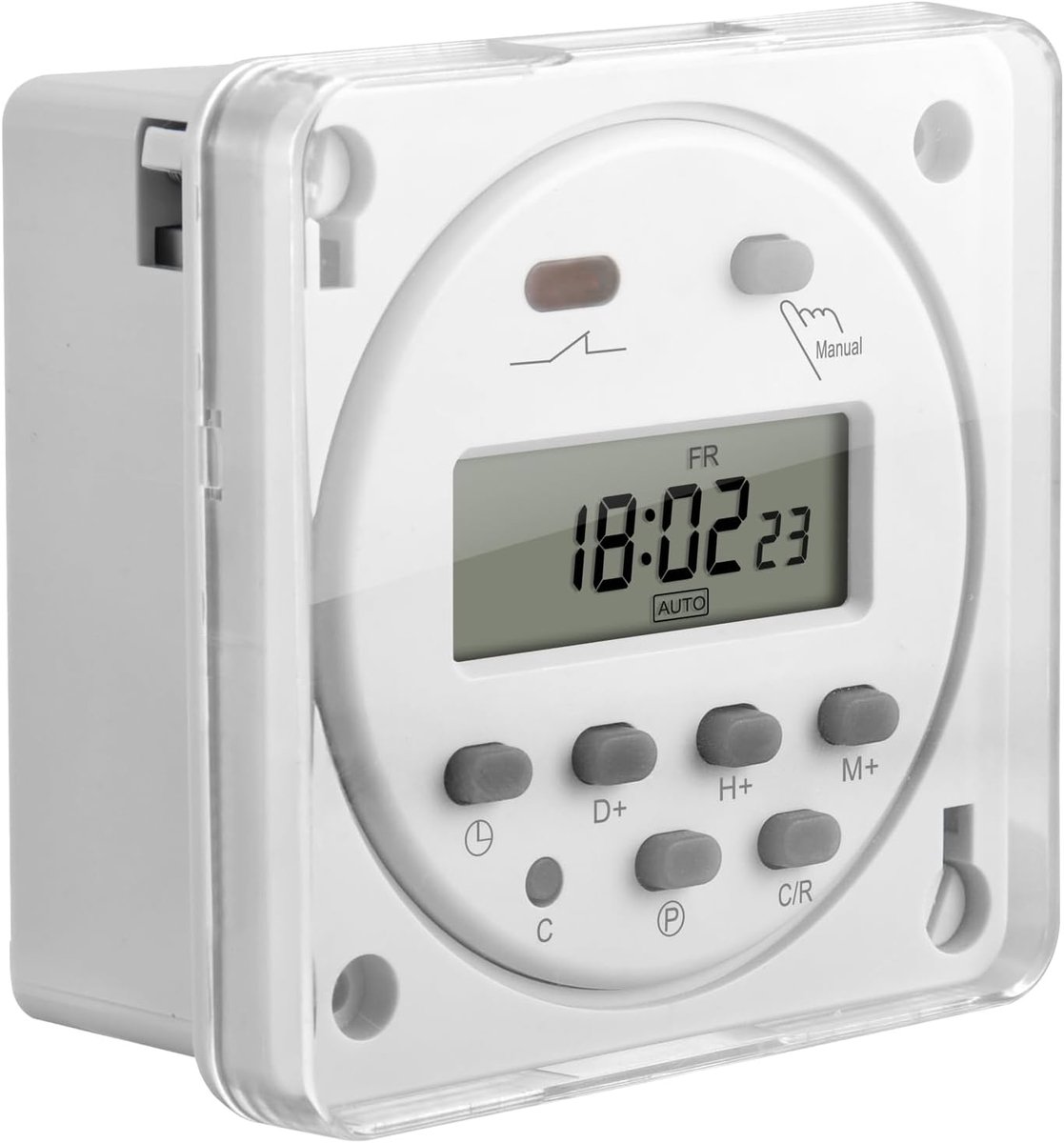 SnelShoppen - Digitale Timer 24V DC, Programmeerbaar Tijdrelais 16A (SPST), LCD-Timer met 28 Aan/Uit-Programma's, Stofbescherming voor Zonne-energie,