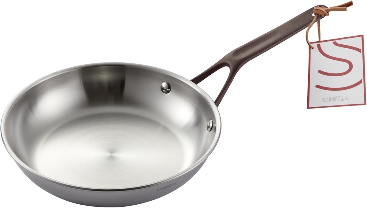 SnelShoppen - 24 cm Roestvrijstalen Braadpan - 3-laags Inductiepan - Vaatwasmachine- en Ovenbestendig - Gelijkmatige Warmteverdeling voor Keuken - Ide