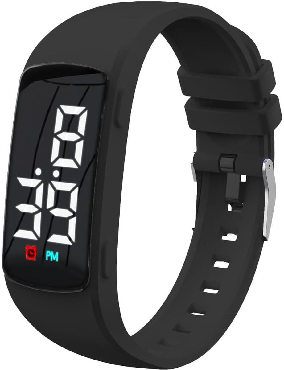 SnelShoppen - 8 Alarm Stille Vibrerende Wekker Horloge Waterdicht Medisch Herinnering Horloge met Timer en 8 Dagelijkse Alarmen - Zwart Minimalistisch