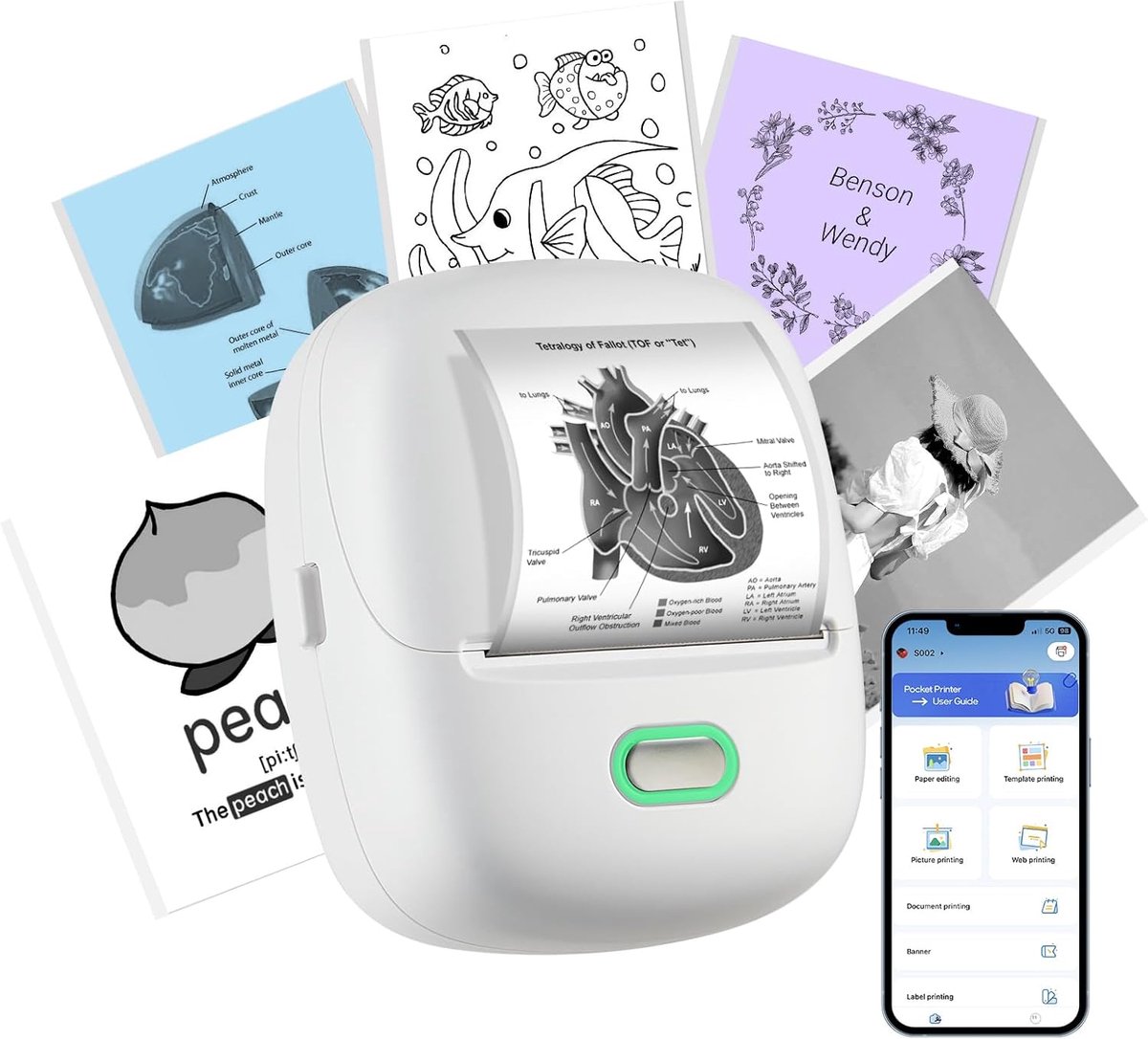 SnelShoppen - Draagbare Bluetooth Label Maker Machine met Thermische Etikettering, 2000 mAh Mini Handheld Sticker Printer voor Thuis, Kantoor, School