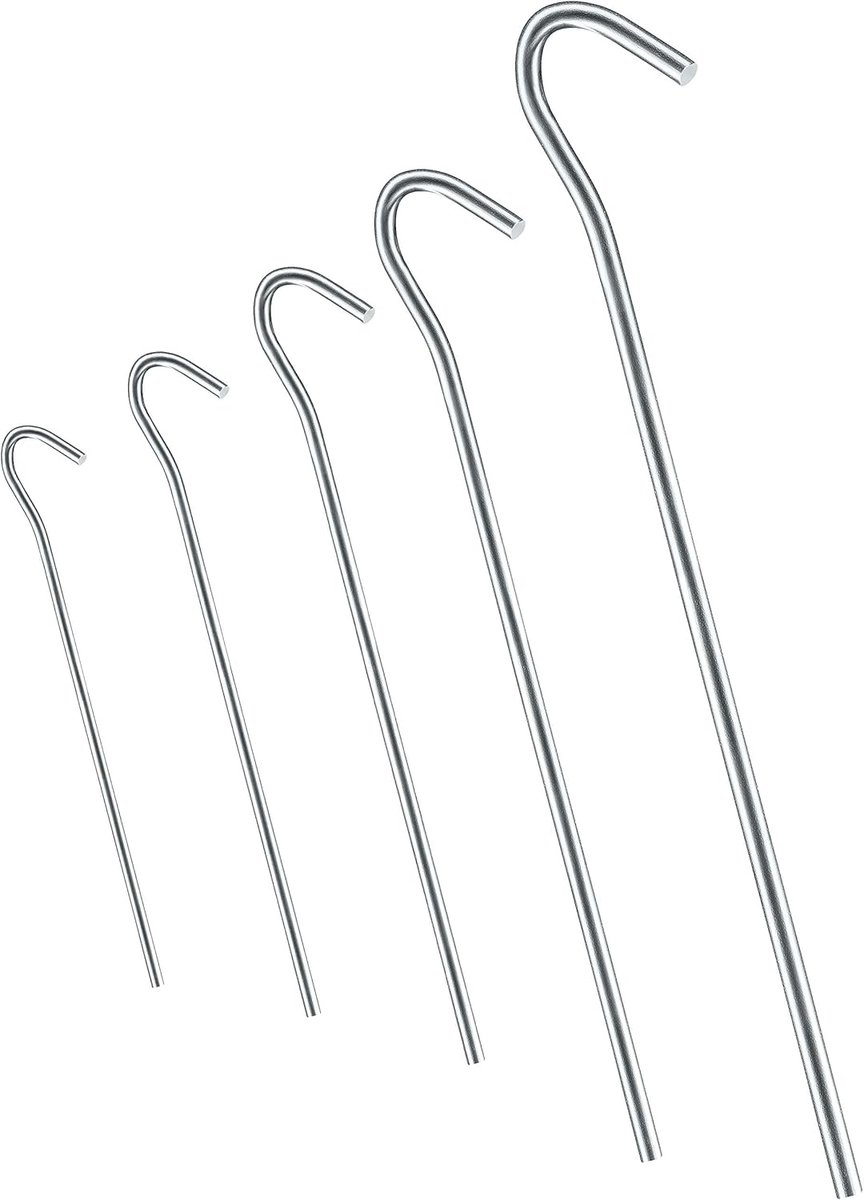 SnelShoppen - 25x Anti-ROST Tent Pegs Ø 4 mm, 200 mm Lengte - Ronde Profiel Grondpennen van Gegalvaniseerd Staal voor Bevestiging van Tenten op Campin