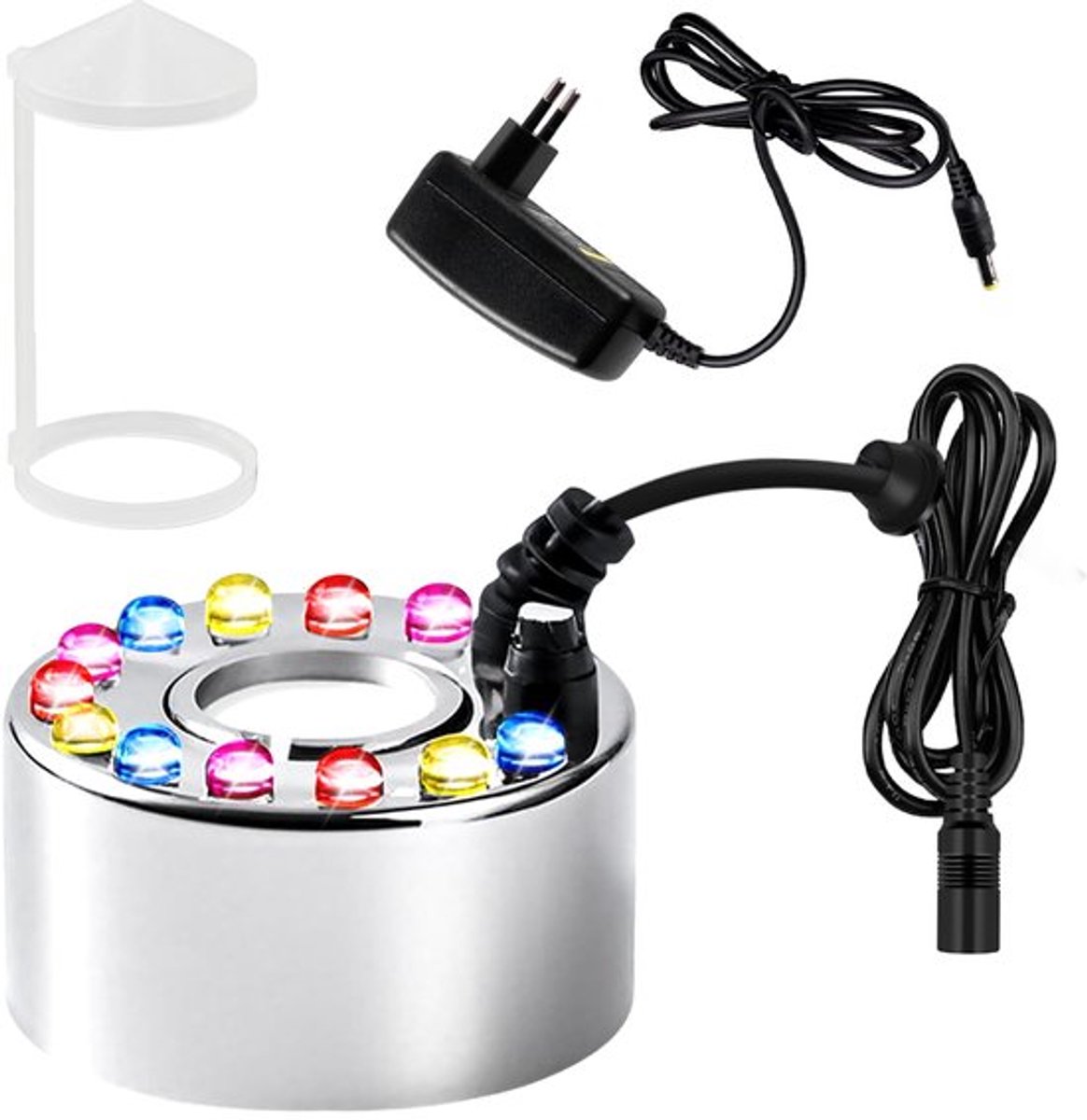 Ultrasone Nebulizer 12 LED Ultrasone Mist Machine Mini Rookmachine Aquarium Rookmachine voor Waterfontein Halloween Vijvers Wigwams Aquaria Zilver