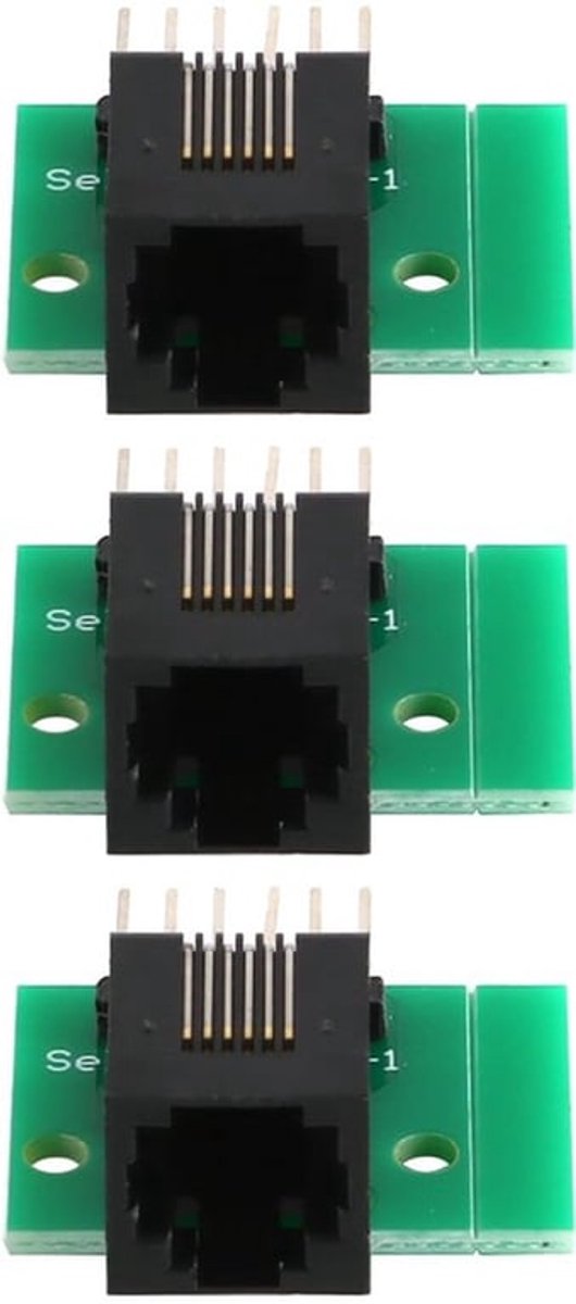 3PCS RJ11-connector met PCB-bord, RJ11 6P6C Breakout-bord met gebogen pin