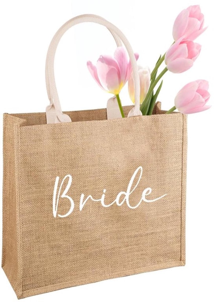Bruids Tas, Minimalistische en Betrouwbare Jute Tote Tas, Vrijgezellenfeest Tas, Bruids Tas, Trouwring Tas, Bruiloft Geschenk Tas, Bruidsdouche Geschenk Tas, Geschikt voor Supermarkt, Picknick, Strandvakantie, Bruin, Bruin, L