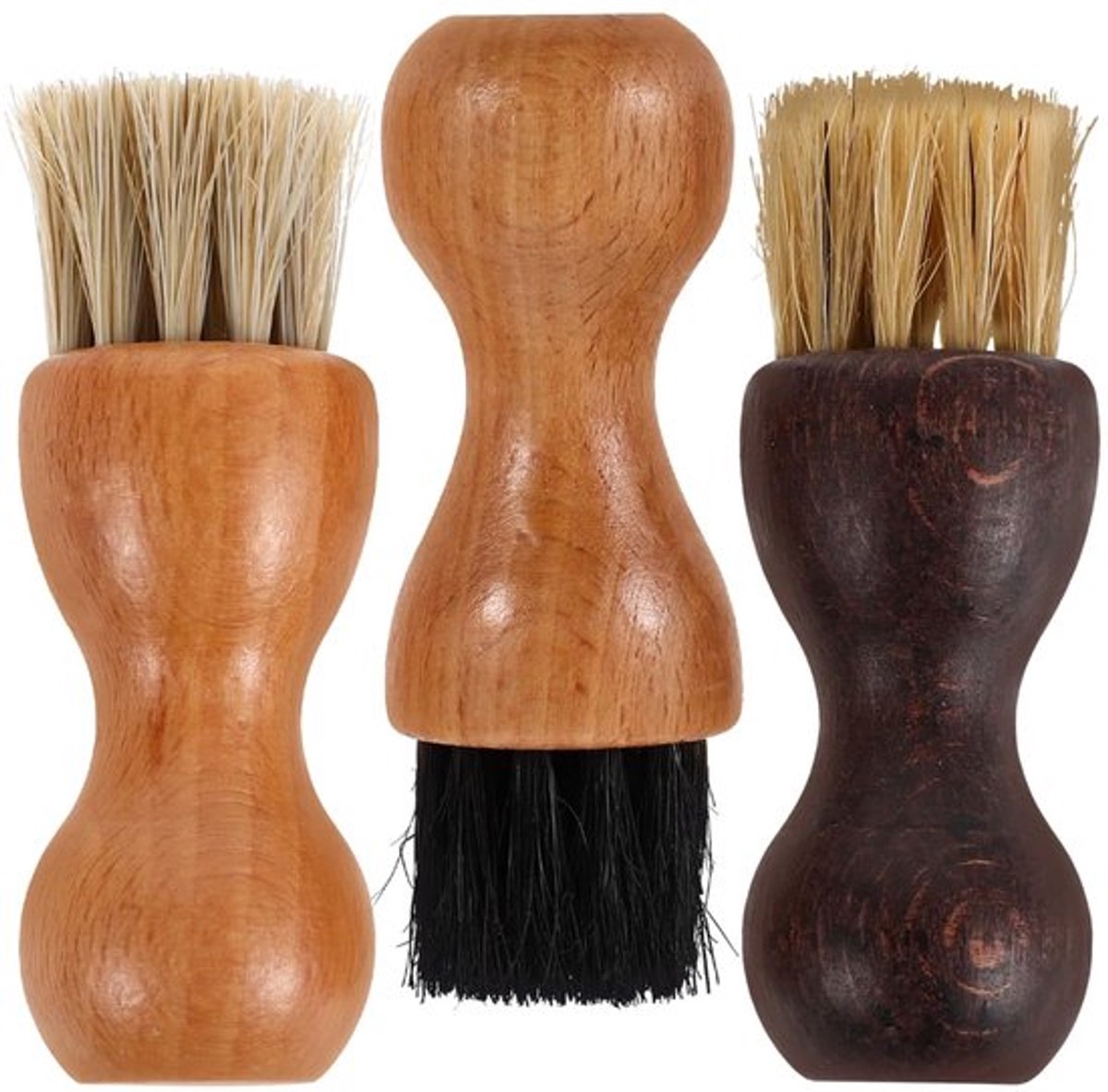 3-delige set beukenhouten borstels, schoonmaakborstel, schoenen, schoenwas, laarzen, borstel, schoenborstel, schoenborstel voor het polijsten van schoenen