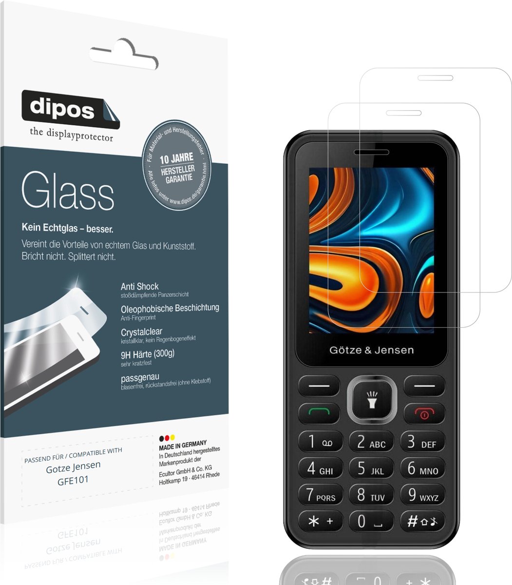 dipos – 2x Pantserfolie geschikt voor Gotze Jensen GFE101 | 9H Screenprotector