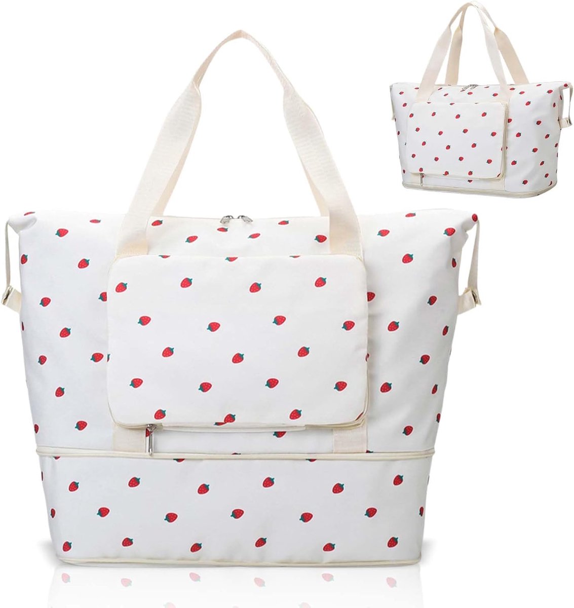 SnelShoppen - Vrouwelijke Sporttas met Vochtcompartiment, Reis- en Weekendtas voor Fitness, 20-35L, Beige, Ideaal voor Sport en Reizen