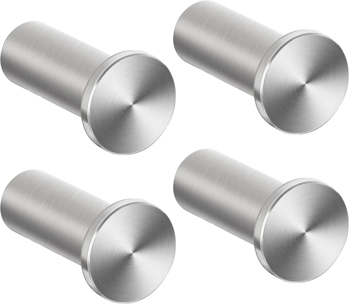 SnelShoppen - 4 Stuks RVS Handdoekhaken 45mm Wandhaak voor Badkamer, Slaapkamer, Keuken - Geborsteld, Sterk en Duurzaam, 15 kg Draagvermogen