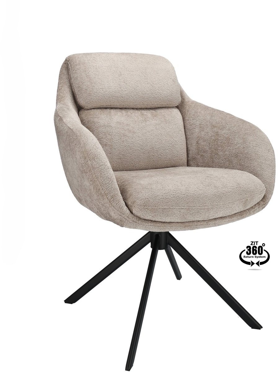 Icon Living - Armstoel Vive Stof Stella Liver Leg Black 360° Return-system