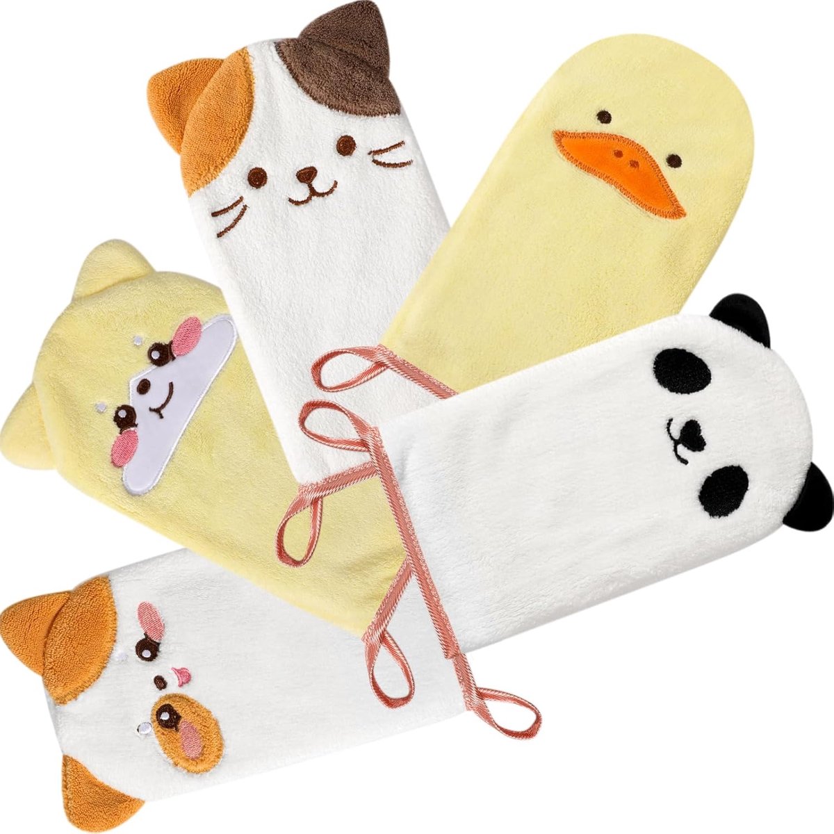 SnelShoppen - Set van 5 microvezel washandjes 10x20 cm - Super absorberend en zacht - Schattige dierenstijl - Ideaal voor baby's, peuters en kinderbad