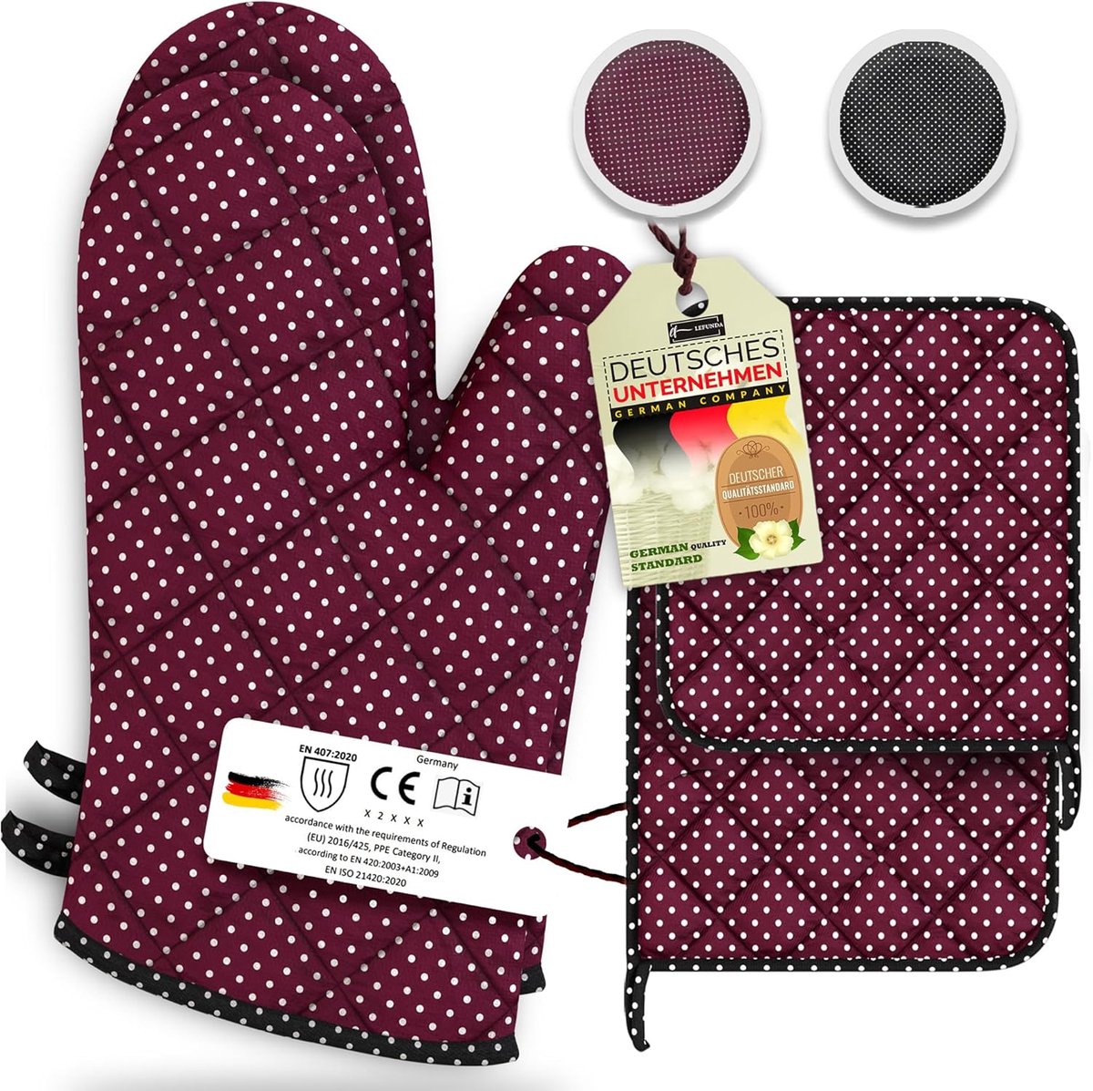 SnelShoppen - Hittebestendige Ovenwanten en Pannenlappen Set van 4, Katoenen Grill Handschoenen, Perfect voor Bakken en Koken, BBQ, Keuken, Restaurant