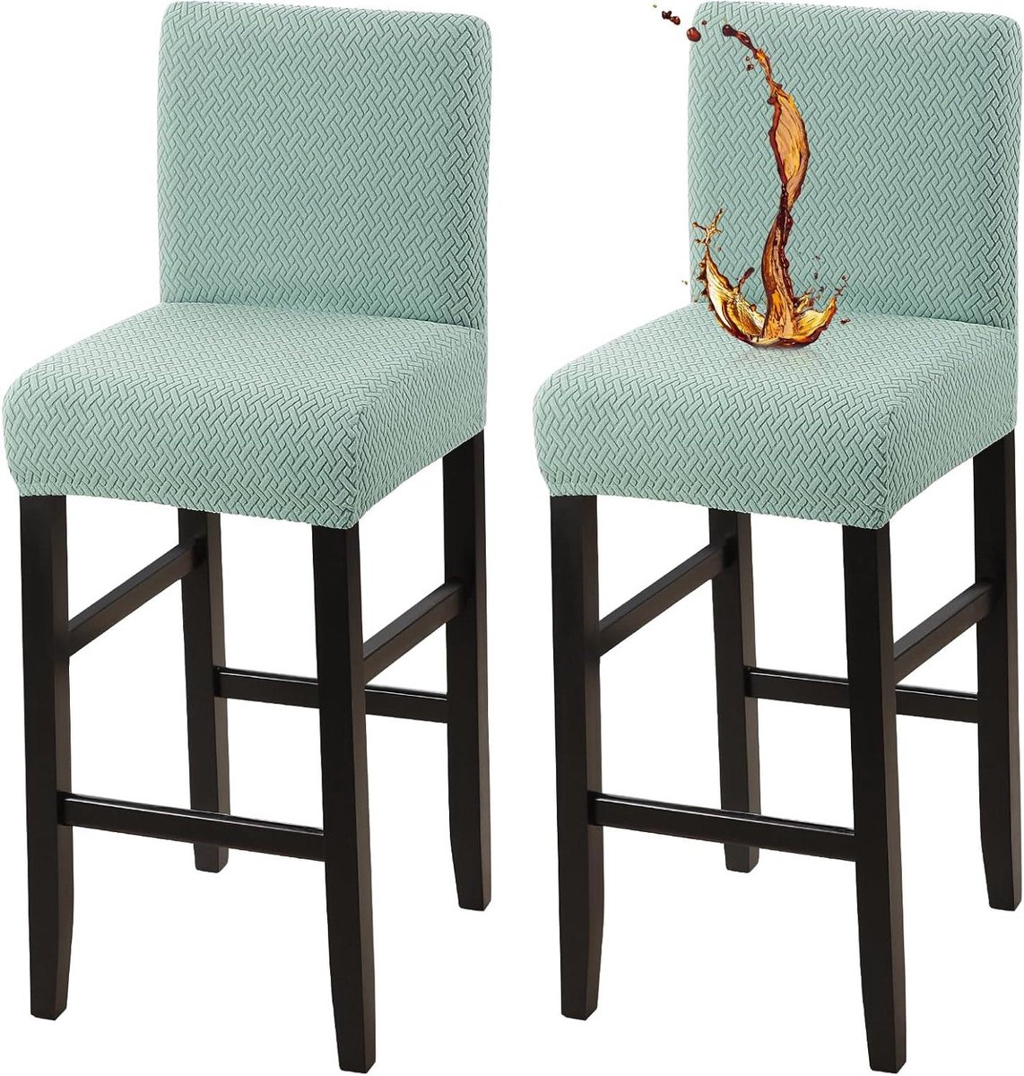 Stoelhoezen Set - Barkrukhoezen - Interieur Decoratie - Waterafstotend Materiaal - 33-41cm Hoogte - Matcha Groen