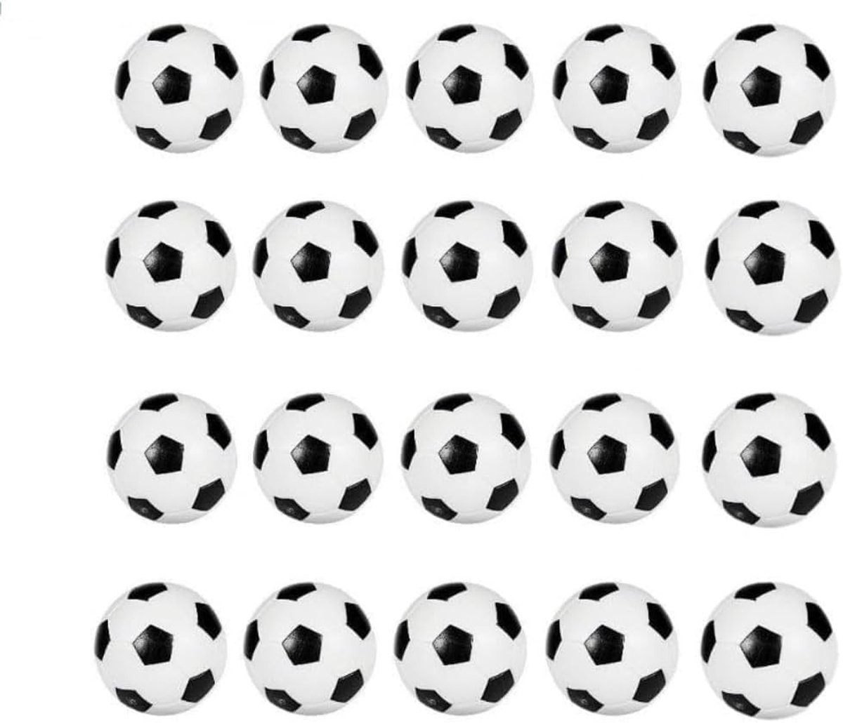 SnelShoppen - 20x Plastic Tafelvoetbal Ballen 32mm - Speelgoed Voor Kinderen en Volwassenen - Verjaardagsfeest, Party Bag Vullers, Zwart-Wit, Duurzaam